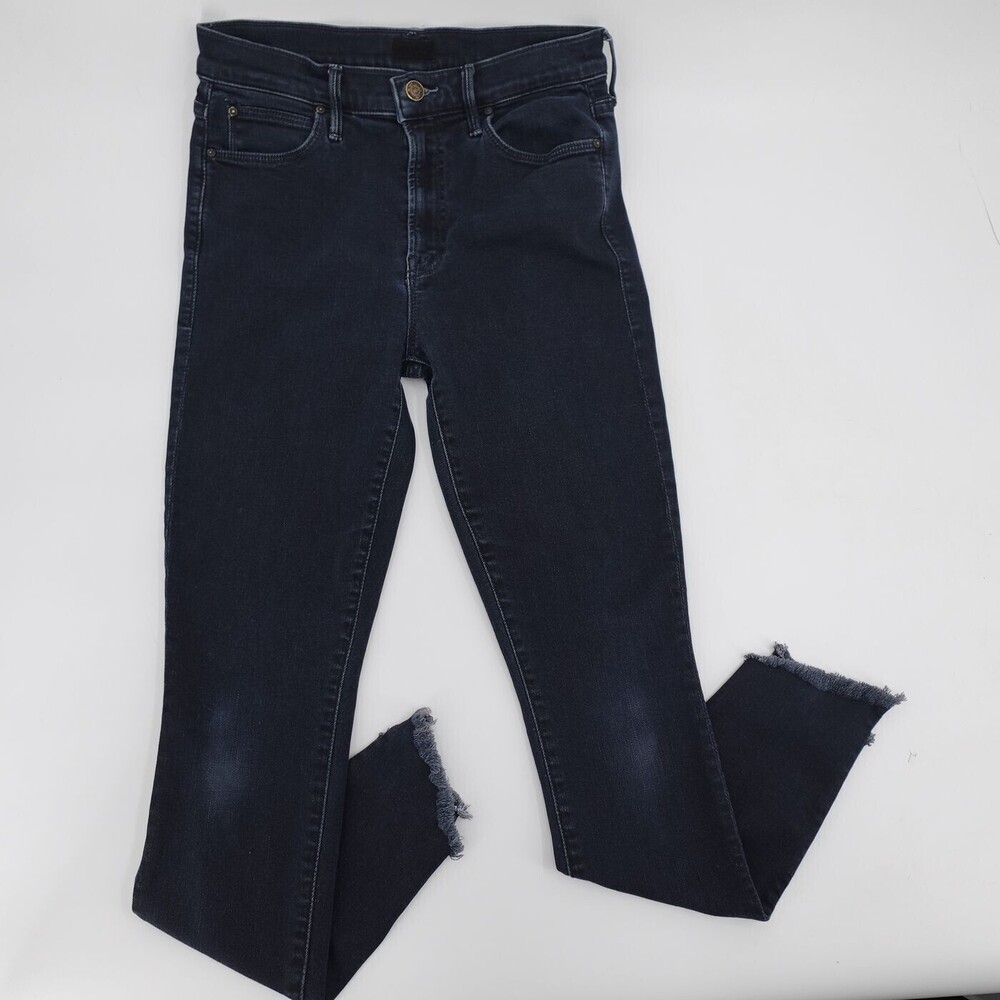 Mother Jeans Womens 27 Blue Skinny Stunner Zip Two Step Fray Holding Hands Denim